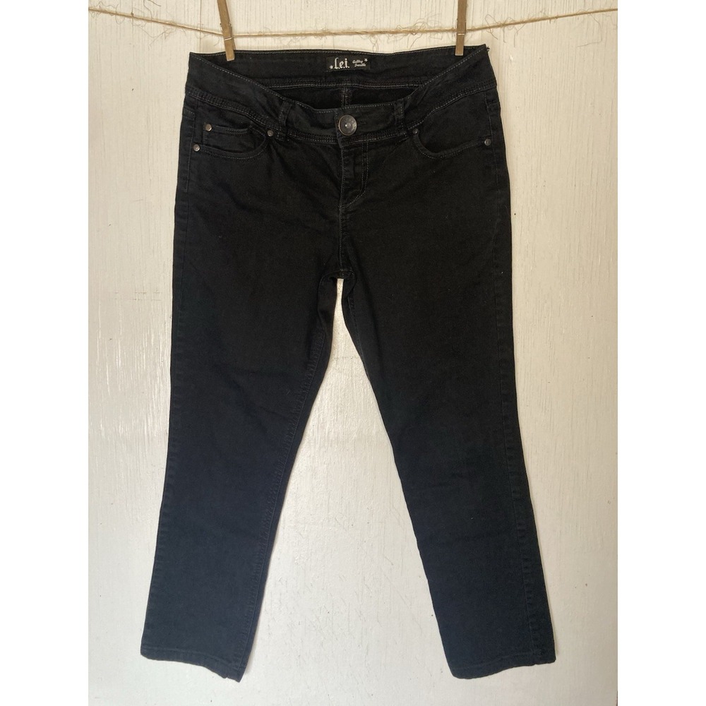 Y2K Vintage LEI Black Low-Rise Capri Jeans with White Contrast Stitching